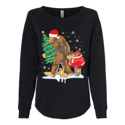 Bigfoot Christmas Tree Lights Xmas Sasquatch Lovers Womens California Wash Sweatshirt