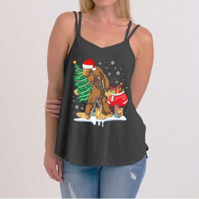 Bigfoot Christmas Tree Lights Xmas Sasquatch Lovers Women's Strappy Tank