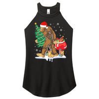 Bigfoot Christmas Tree Lights Xmas Sasquatch Lovers Women's Perfect Tri Rocker Tank