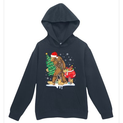 Bigfoot Christmas Tree Lights Xmas Sasquatch Lovers Urban Pullover Hoodie