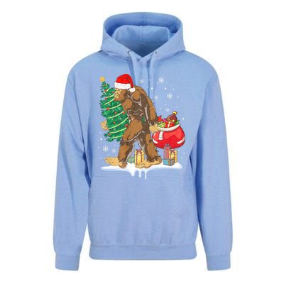 Bigfoot Christmas Tree Lights Xmas Sasquatch Lovers Unisex Surf Hoodie