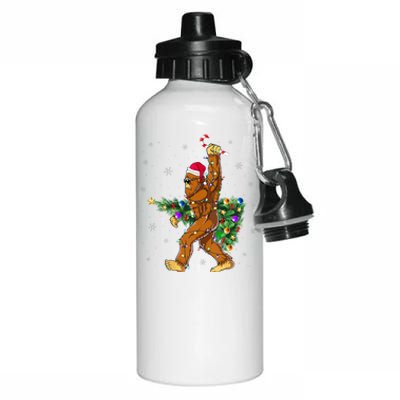 Bigfoot Christmas Tree Lights Xmas Lovers  Aluminum Water Bottle 