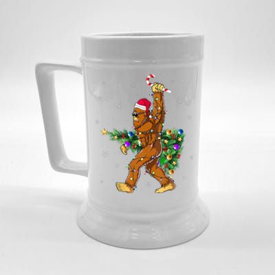 Bigfoot Christmas Tree Lights Xmas Lovers  Beer Stein