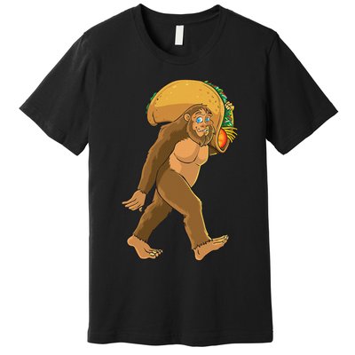 Bigfoot Carrying Taco Funny Cinco De Mayo Sasquatch Love Premium T-Shirt