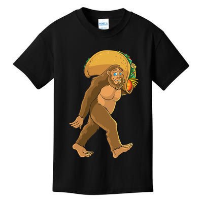 Bigfoot Carrying Taco Funny Cinco De Mayo Sasquatch Love Kids T-Shirt