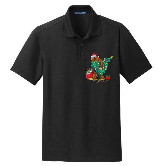 Bigfoot Christmas Tree Lights Xmas Sasquatch Lovers Dry Zone Grid Polo