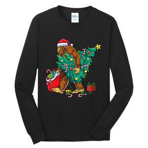 Bigfoot Christmas Tree Lights Xmas Sasquatch Lovers Tall Long Sleeve T-Shirt