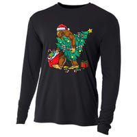 Bigfoot Christmas Tree Lights Xmas Sasquatch Lovers Cooling Performance Long Sleeve Crew