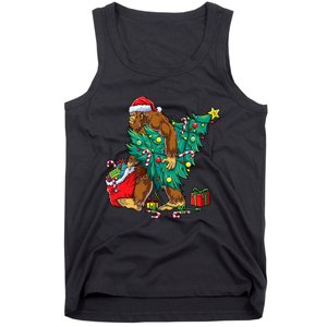 Bigfoot Christmas Tree Lights Xmas Sasquatch Lovers Tank Top