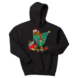 Bigfoot Christmas Tree Lights Xmas Sasquatch Lovers Kids Hoodie