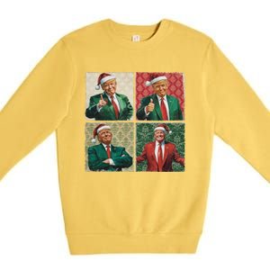 Boho Christmas Trump Happy Holidays Merry Vibes Premium Crewneck Sweatshirt