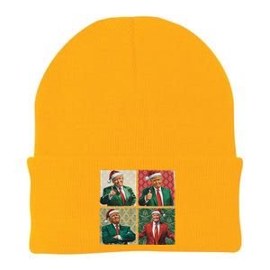 Boho Christmas Trump Happy Holidays Merry Vibes Knit Cap Winter Beanie