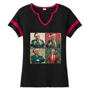 Boho Christmas Trump Happy Holidays Merry Vibes Ladies Halftime Notch Neck Tee