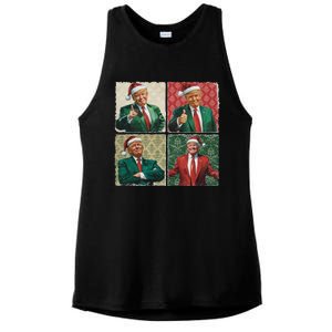 Boho Christmas Trump Happy Holidays Merry Vibes Ladies PosiCharge Tri-Blend Wicking Tank