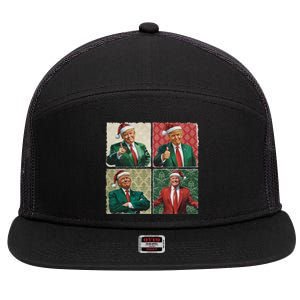 Boho Christmas Trump Happy Holidays Merry Vibes 7 Panel Mesh Trucker Snapback Hat