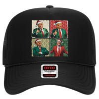 Boho Christmas Trump Happy Holidays Merry Vibes High Crown Mesh Back Trucker Hat