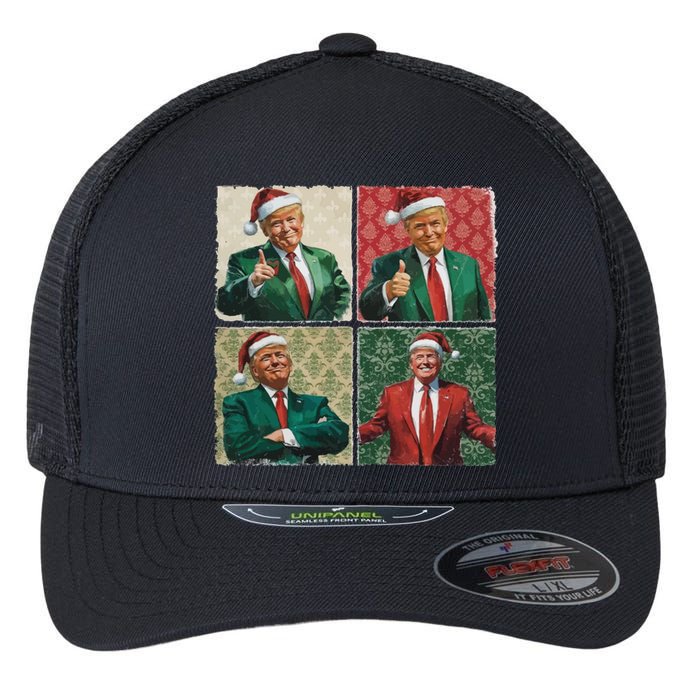 Boho Christmas Trump Happy Holidays Merry Vibes Flexfit Unipanel Trucker Cap