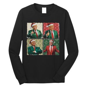 Boho Christmas Trump Happy Holidays Merry Vibes Long Sleeve Shirt