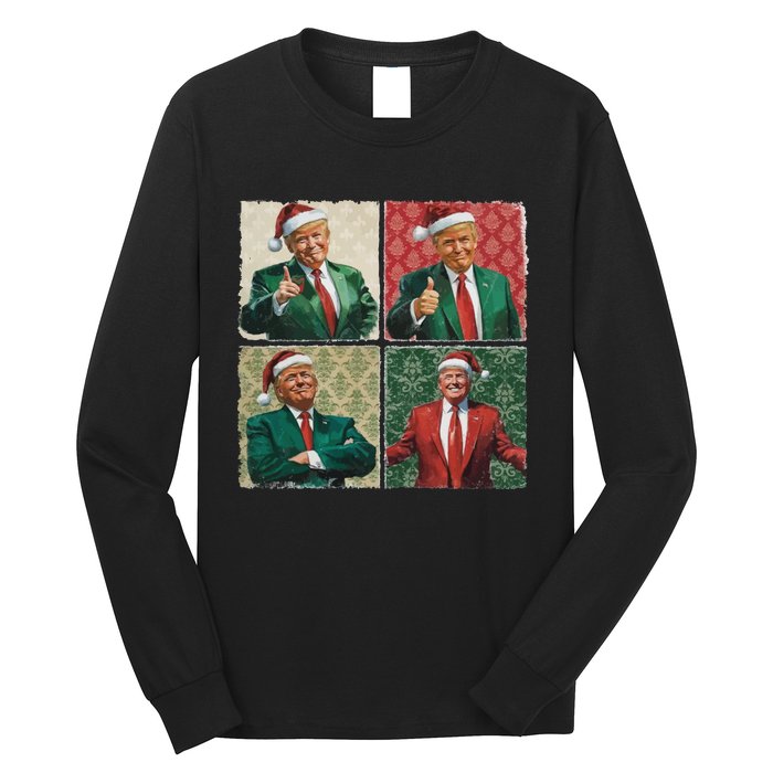 Boho Christmas Trump Happy Holidays Merry Vibes Long Sleeve Shirt