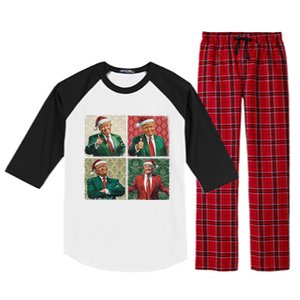 Boho Christmas Trump Happy Holidays Merry Vibes Raglan Sleeve Pajama Set