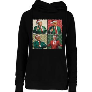 Boho Christmas Trump Happy Holidays Merry Vibes Womens Funnel Neck Pullover Hood