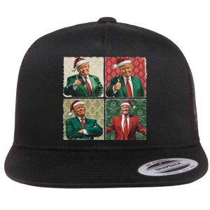 Boho Christmas Trump Happy Holidays Merry Vibes Flat Bill Trucker Hat