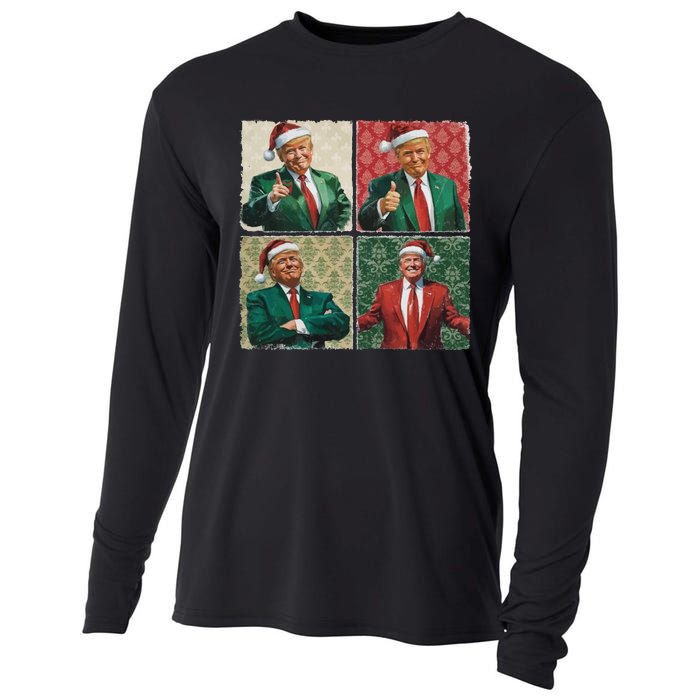 Boho Christmas Trump Happy Holidays Merry Vibes Cooling Performance Long Sleeve Crew