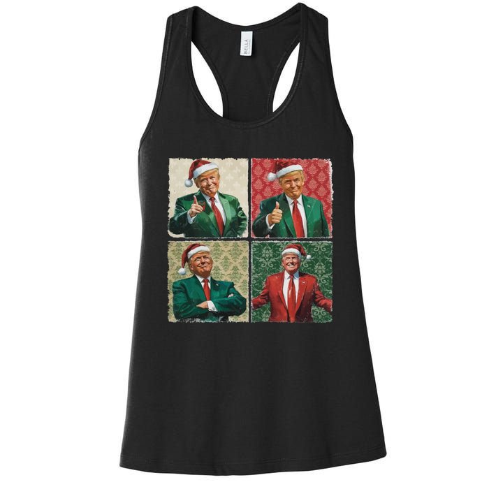 Boho Christmas Trump Happy Holidays Merry Vibes Women's Racerback Tank