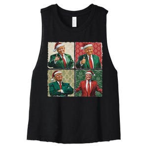 Boho Christmas Trump Happy Holidays Merry Vibes Women's Racerback Cropped Tank