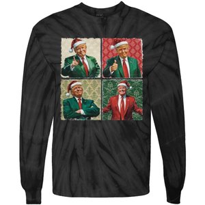 Boho Christmas Trump Happy Holidays Merry Vibes Tie-Dye Long Sleeve Shirt