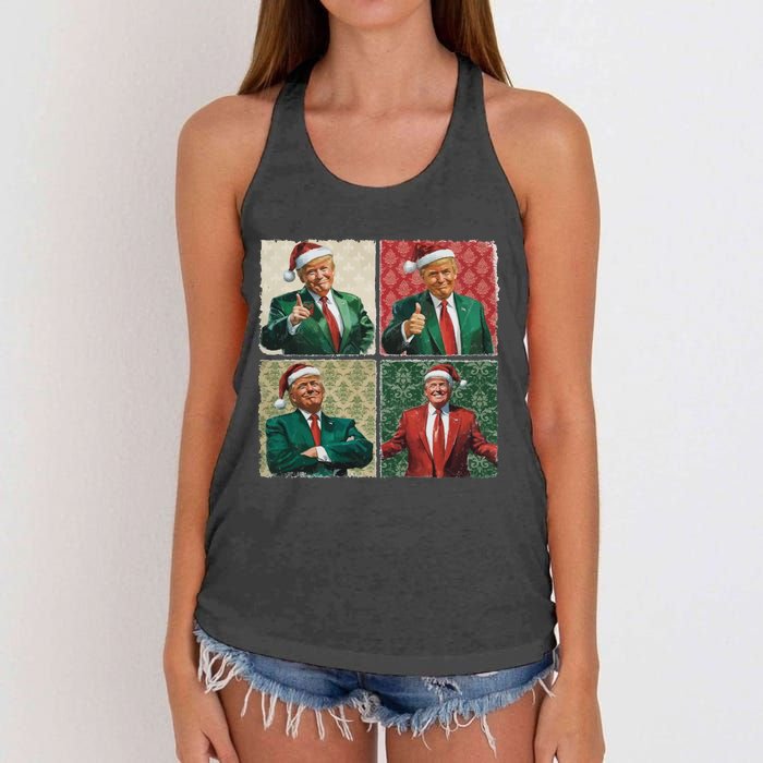 Boho Christmas Trump Happy Holidays Merry Vibes Women's Knotted Racerback Tank