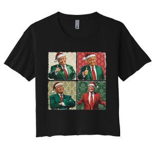 Boho Christmas Trump Happy Holidays Merry Vibes Women's Crop Top Tee