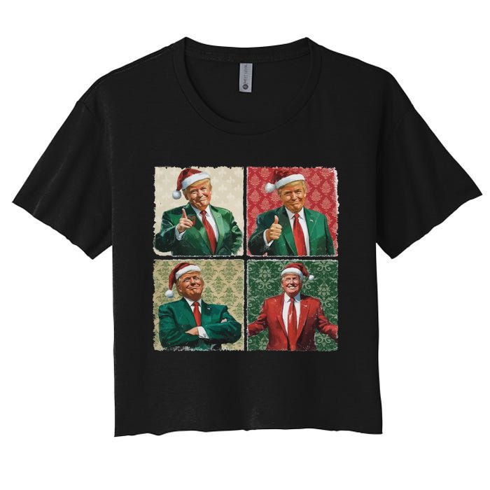 Boho Christmas Trump Happy Holidays Merry Vibes Women's Crop Top Tee