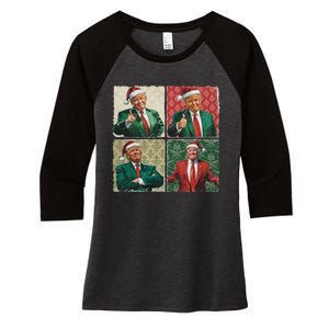 Boho Christmas Trump Happy Holidays Merry Vibes Women's Tri-Blend 3/4-Sleeve Raglan Shirt