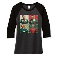 Boho Christmas Trump Happy Holidays Merry Vibes Women's Tri-Blend 3/4-Sleeve Raglan Shirt