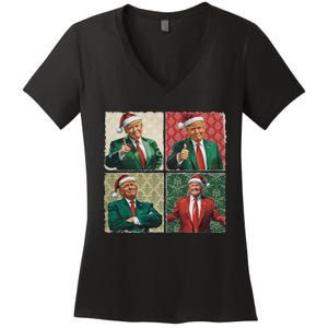 Boho Christmas Trump Happy Holidays Merry Vibes Women's V-Neck T-Shirt