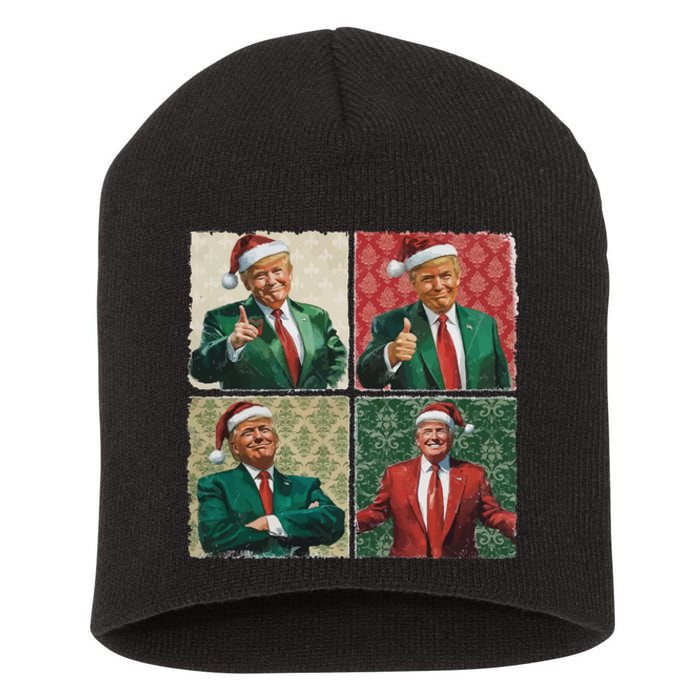 Boho Christmas Trump Happy Holidays Merry Vibes Short Acrylic Beanie