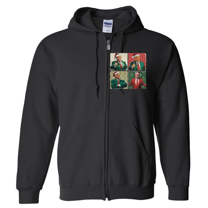 Boho Christmas Trump Happy Holidays Merry Vibes Full Zip Hoodie