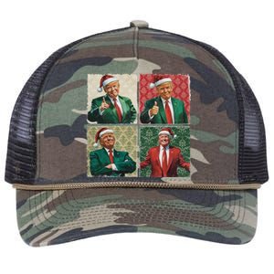 Boho Christmas Trump Happy Holidays Merry Vibes Retro Rope Trucker Hat Cap