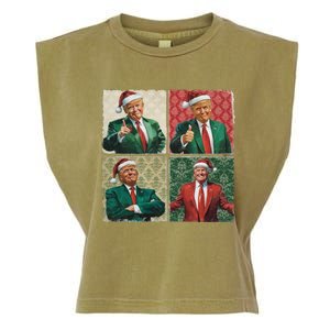 Boho Christmas Trump Happy Holidays Merry Vibes Garment-Dyed Women's Muscle Tee