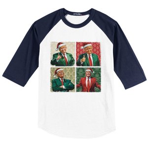 Boho Christmas Trump Happy Holidays Merry Vibes Baseball Sleeve Shirt