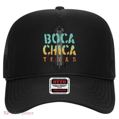 Boca Chica Texas Starship Cool Retro High Crown Mesh Back Trucker Hat