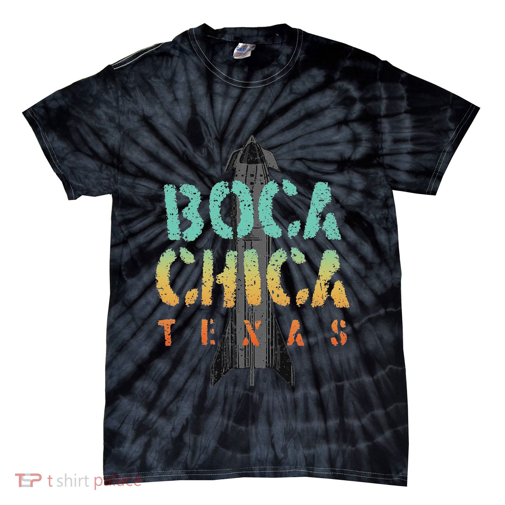 Boca Chica Texas Starship Cool Retro Tie-Dye T-Shirt