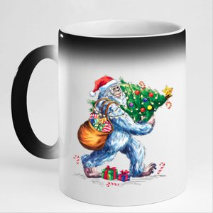 Bigfoot Christmas Tree Lights Xmas Sasquatch Lovers 11oz Black Color Changing Mug