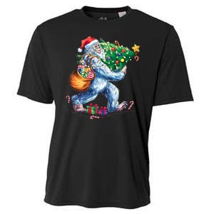 Bigfoot Christmas Tree Lights Xmas Sasquatch Lovers Cooling Performance Crew T-Shirt