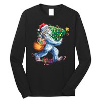 Bigfoot Christmas Tree Lights Xmas Sasquatch Lovers Long Sleeve Shirt