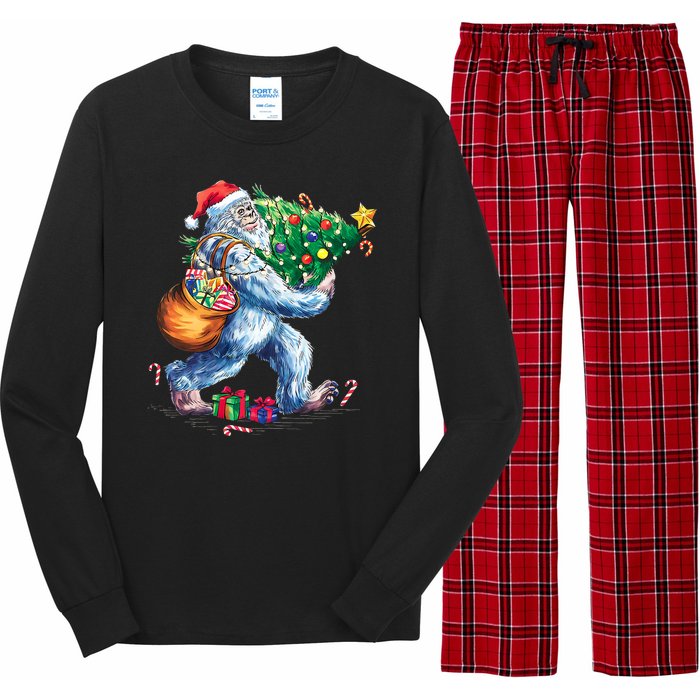 Bigfoot Christmas Tree Lights Xmas Sasquatch Lovers Long Sleeve Pajama Set