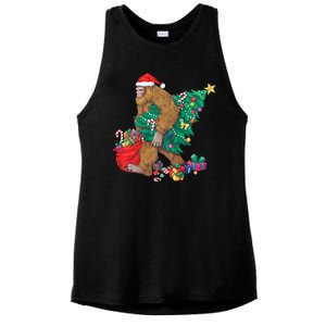 Bigfoot Christmas Tree Lights Xmas Sasquatch Lovers Ladies PosiCharge Tri-Blend Wicking Tank