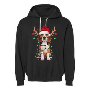 Beagle Christmas Tree Beagle Santa Hat Lover Gifts Garment-Dyed Fleece Hoodie