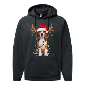 Beagle Christmas Tree Beagle Santa Hat Lover Gifts Performance Fleece Hoodie